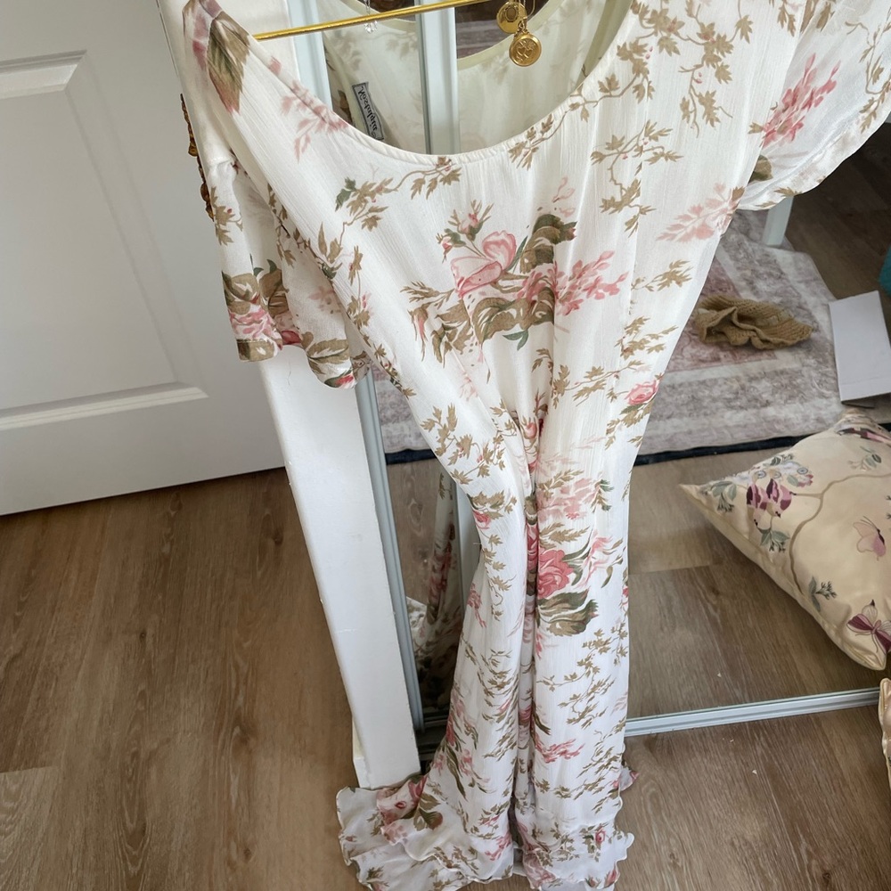 Nostalgia Floral White and Pink Dress